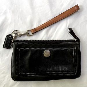 Coach Wristlet in Black Leather